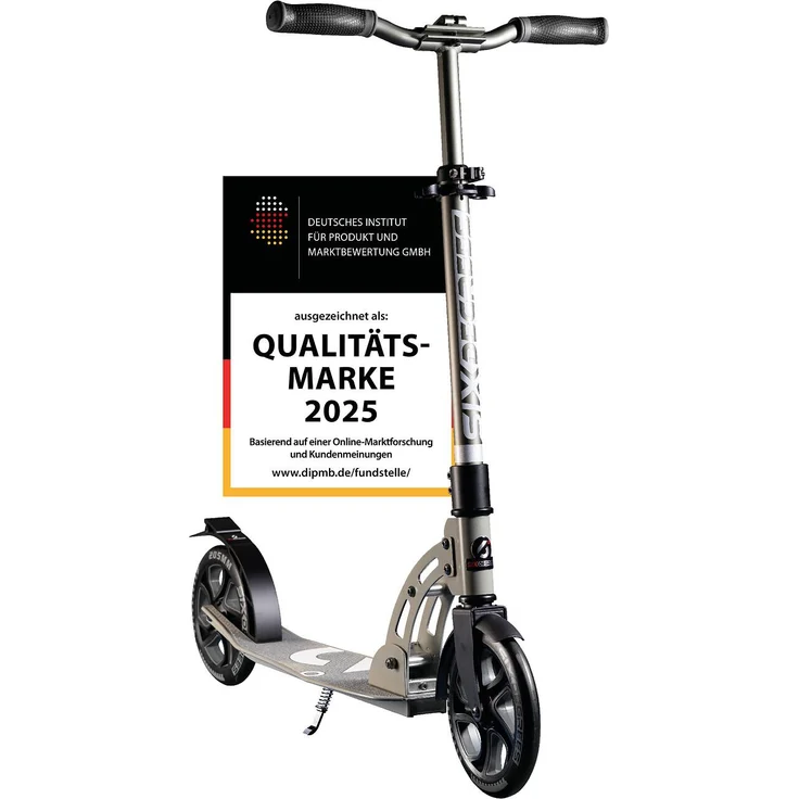 Globber SIX DEGREES Aluminium Scooter 205 mm cool grey, Klappmechanismus, höhenverstellbare Lenkstange, Ständer, 100 kg max. Benutzergewicht