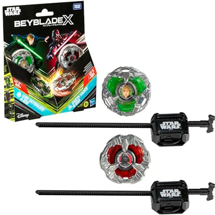 Hasbro Beyblade X Star Wars Multipack, 2 Tops und 2 Launcher im Set mit Luke Skywalker und Darth Vader, XCelerator Gear System – Bild 1