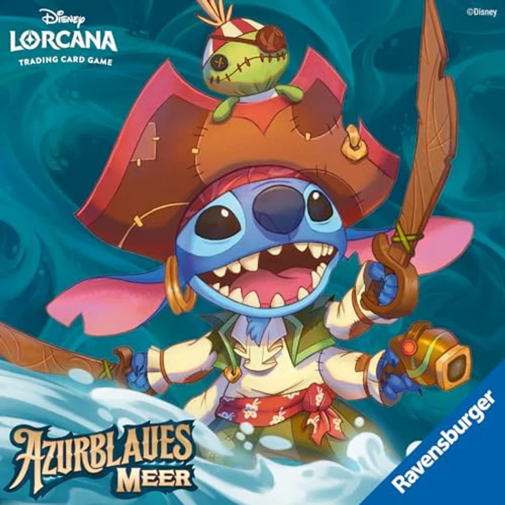 Disney Lorcana: Azurblaues Meer - Stich Sammler Geschenkset mit 1 Promokarte, 4 Booster Packs und Sammelalbum – Bild 4
