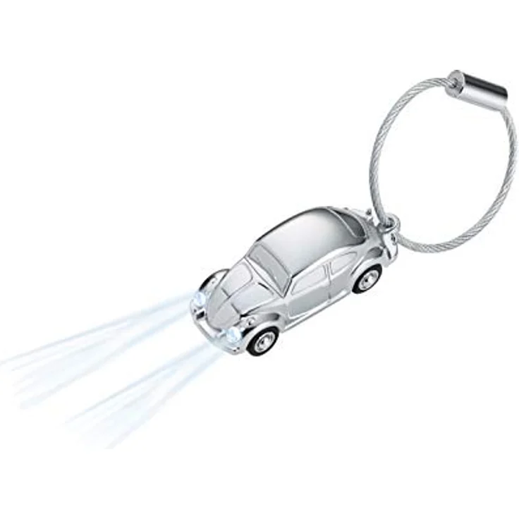 TROIKA VW LIGHT BEETLE 1964 LED KYRING - Schlüsselanhänger mit weißen LEDs - Official licensed by VOLKSWAGEN - metallguss – Bild 1