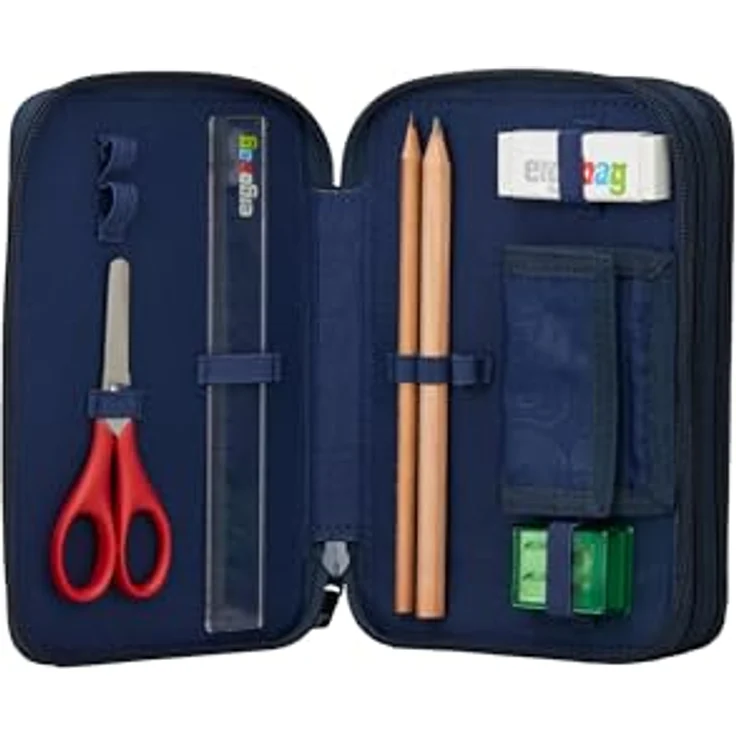 ergobag Maxi Mäppchen Set 40-teilig, inklusive Lyra Bunt- und Filzstifte, Kleingeldfach, Lineal und Schere, recycelte Materialien – Bild 3