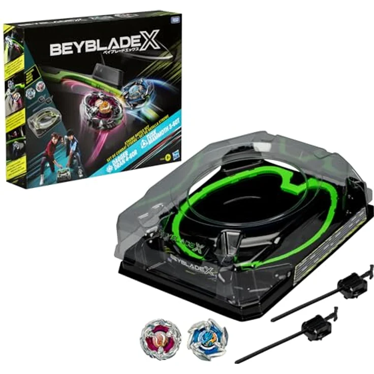 Hasbro Beyblade X Xtreme Battle Set, Beystadium-Arena 43,8 x 35,5 cm mit 2 rechtsdrehenden Kreiseln und X-Celerator Beschleunigungssystem – Bild 1