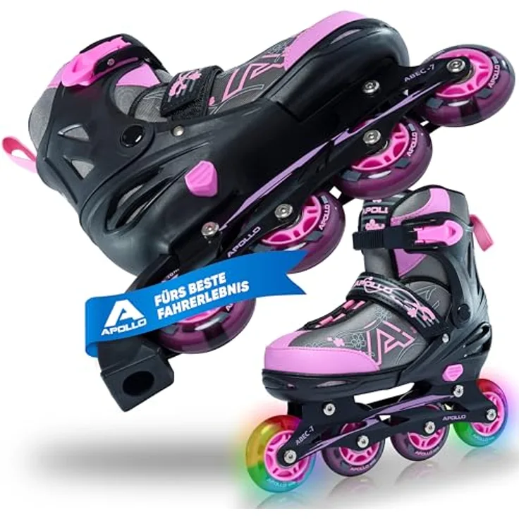 Apollo Champion, größenverstellbare Inliner für Kinder und Erwachsene mit LED Rollen, in Pink, Mint, Blau, Grün oder Schwarz