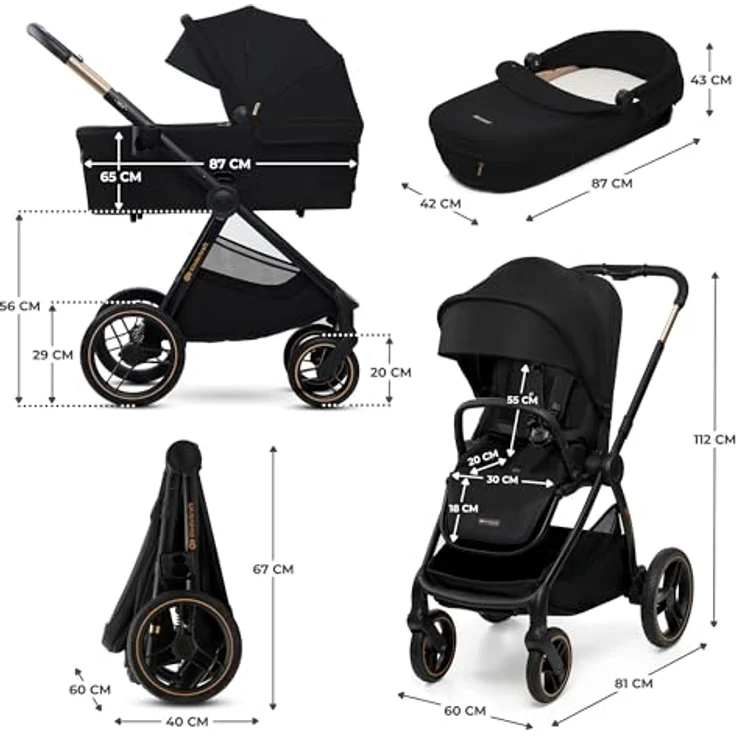 Kinderkraft Kombi-Kinderwagen NEA 2.0, 2-in-1 mit Babywanne und Sportsitz, Teleskopschieber, Zubehörset und Adapter - Midnight Black, bis 22 kg, inkl. Gratis Mobilitätsgarantie – Bild 16