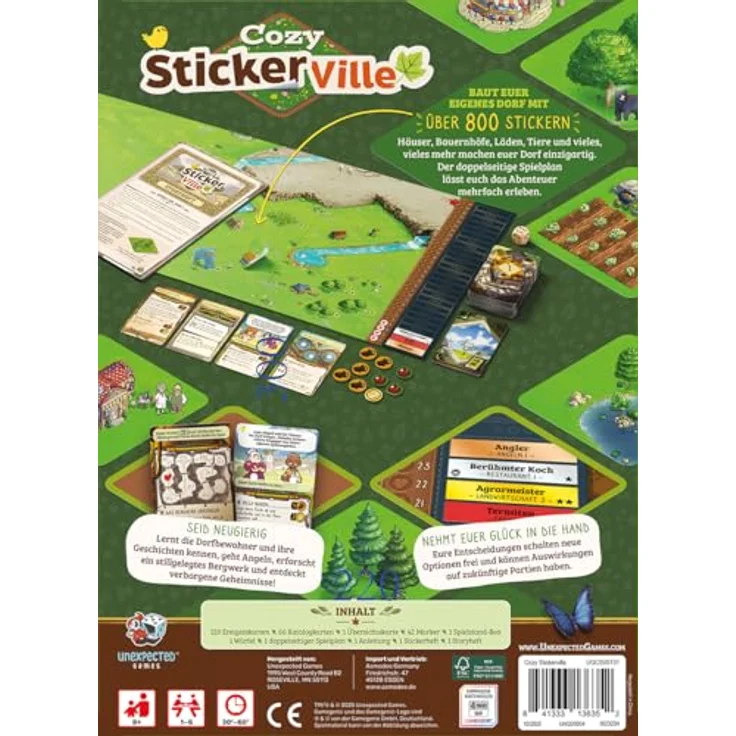 Asmodee Cozy Stickerville, Kooperatives Familienspiel für 1-6 Spieler, ab 8 Jahren, Brettspiel mit 30-60 Minuten Spielzeit, Deutsche Version – Bild 4