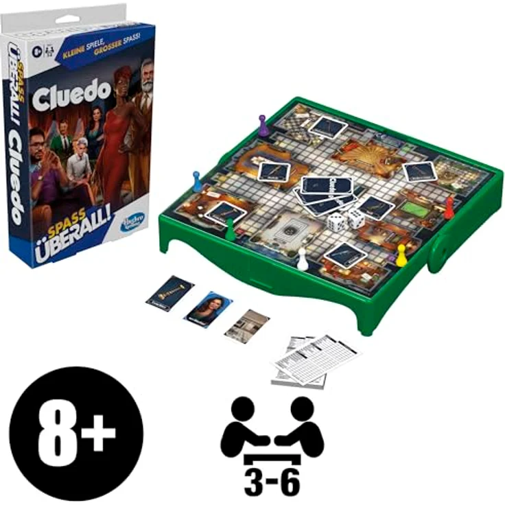 Hasbro Cluedo Kompakt 1, Reise-Brettspiel mit Detektiv-Notizzetteln und platzsparender Aufbewahrung – Bild 3