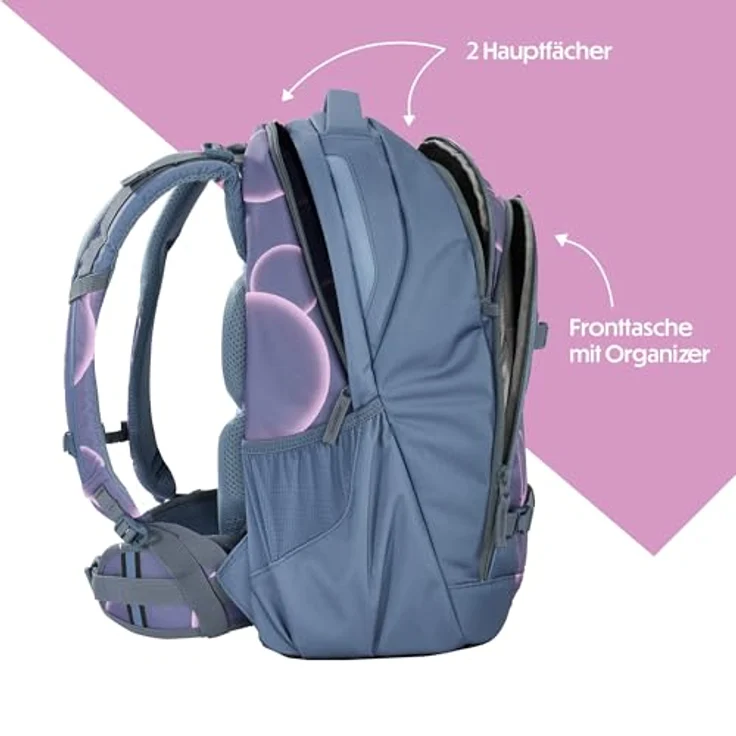 Coocazoo Schulrucksack Every „Swirl Whirl“, lila-rosa, ergonomisch, höhenverstellbar, mit Brustgurt & Hüftgurt, 30 Liter, ab der 3. Klasse – Bild 3