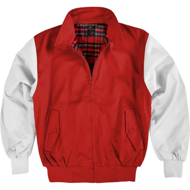 normani Blouson Herren Harrington Jacke Retro Blouson English Style mit kariertem Innenfutter Karofutter, authentischer 1970er-Jahre-Stil, rot