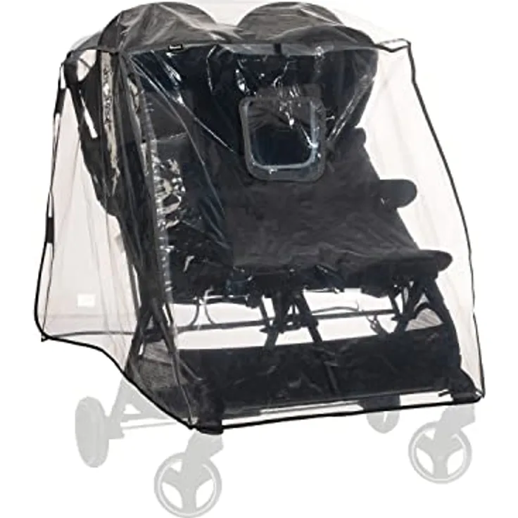 Hauck Universal Regenschutz Zwillingwagen Geschwisterwagen, Reflektierende Umrandung, Kontakt-Fenster, Gute Luftzirkulation, Einfache Befestigung, Transparent