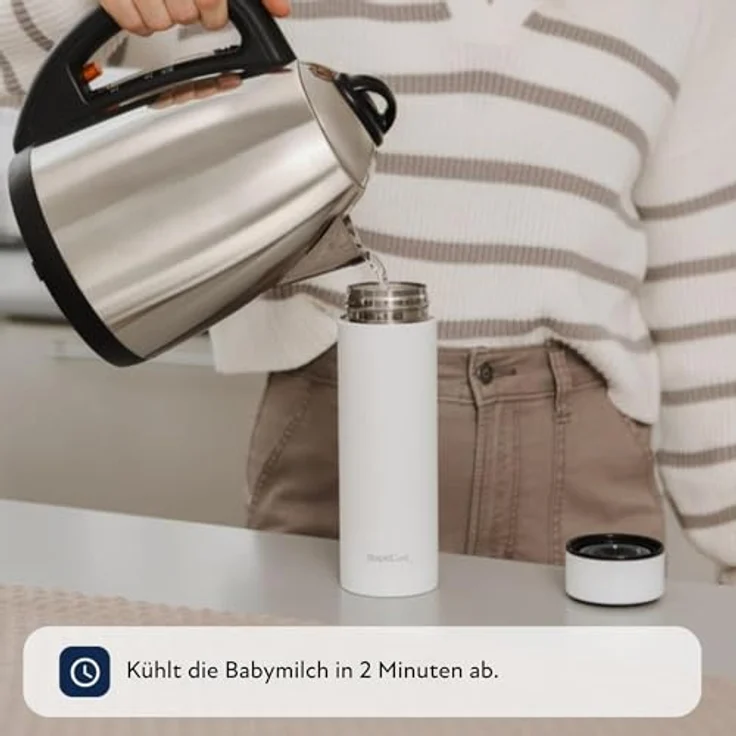 Nuby RapidCool™, Säuglingsnahrung Zubereitet in 2 Minuten, inkl. Milchpulverspender und digitalem Deckel, tragbar, Weiß, 0+ Monate – Bild 4