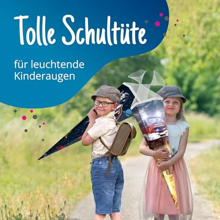 itenga Schultüte 85 cm Feuerwehr 6-eckig mit Tüllverschluss, robust und stabil für Einschulung – Bild 4