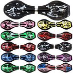 FunTomia Waveboard Original ABEC9 Kugellager inkl. Tasche (Schwarz/Weiß Flecken) mit LED Leuchtrollen und hochwertigem Virgin ABS Kunststoff - Skateboard