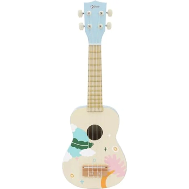 Classic World Ukulele Iris, spielbare Holz-Gitarre in Blau für Kinder ab 3 Jahren, 53,2x17,9x5cm – Bild 3