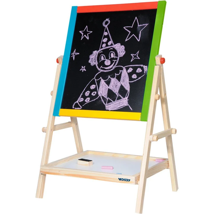 Woodyland 10101 magnetische Tischtafel, 2 in 1 mit Blackboard und Whiteboard, inklusive Ablagefläche, geeignet für Kinder ab 3 Jahren