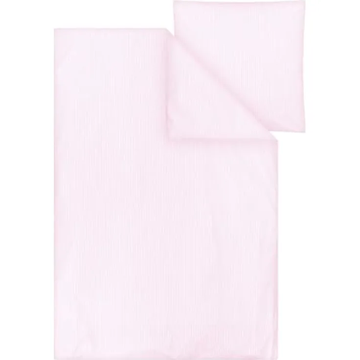 MELAWEAR Perkal Bettwäsche Set MAJULI Stripes, 100% Bio-Baumwolle, rose/naturweiss gestreift, 135x200/80x80 cm, mit Hotel-Verschluss, 3-fach zertifiziert (Fairtrade, GOTS, Grüner Knopf)