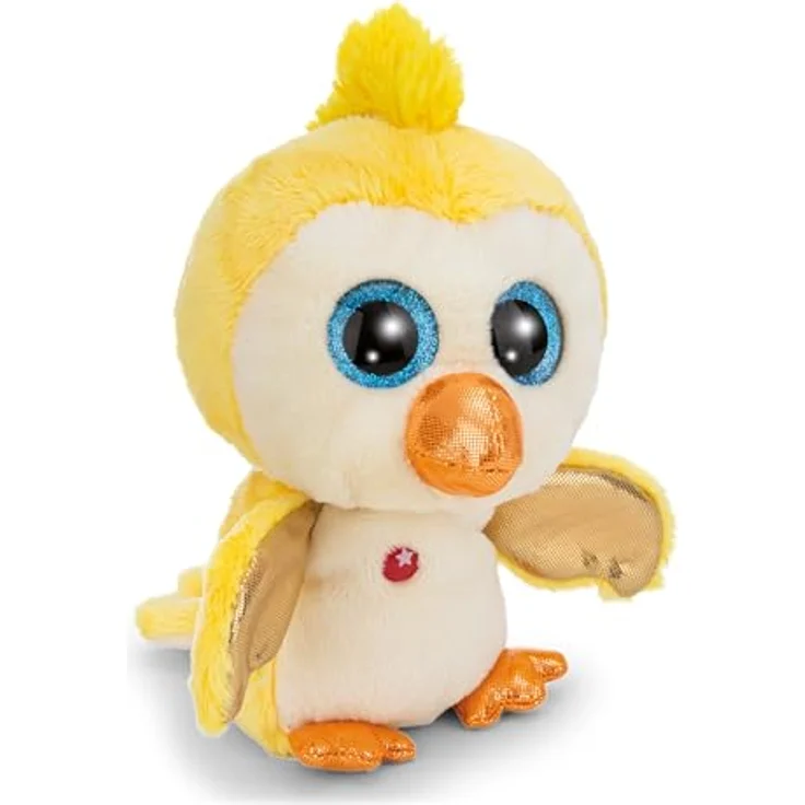 NICI Kuscheltier GLUBSCHIS Vogel Sunita, gelbes Stofftier aus weichem Plüsch, 15cm, mit blauen Glitzeraugen und goldglänzenden Flügeln, ideal zum Kuscheln und Spielen, tolle Geschenkidee – Bild 1