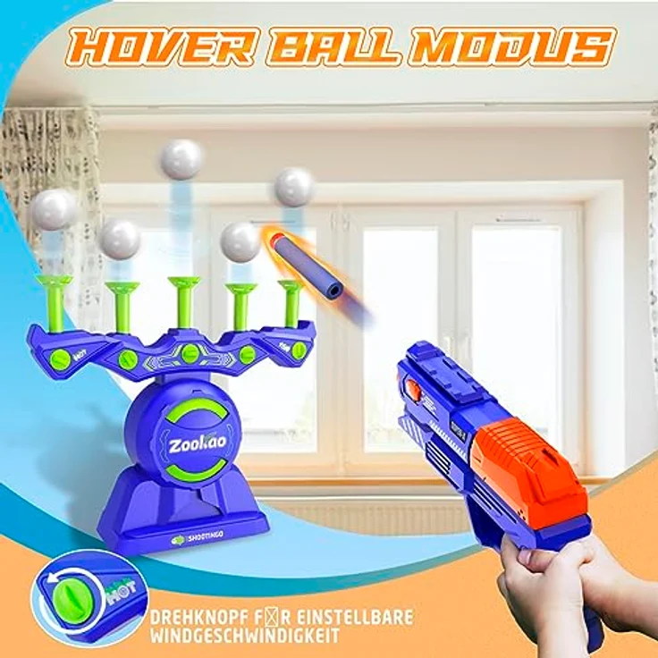Zookao Hover Spielzeug Pistole für Nerf Gun, 2 Spielmodi, mit 24 Schaumstoffadsorptionsbällen, für Kinder ab 6 Jahren, ideales Geschenk für Weihnachten und Geburtstage – Bild 2