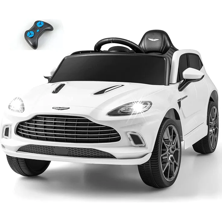 Dreamade 12V Kinder Elektroauto mit 2,4G Fernbedienung, Musik, Licht & Hupe für Kinder ab 3 Jahren (Weiß)