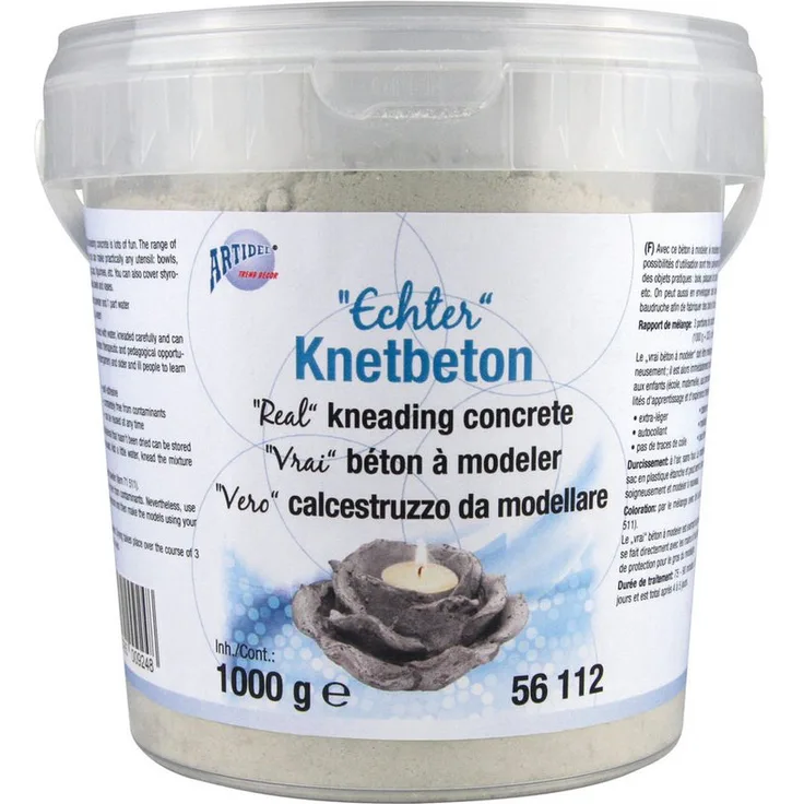 CREARTEC Modelliermasse Echter Knetbeton, lufttrocknend, für Kinder geeignet, frei von Schadstoffen