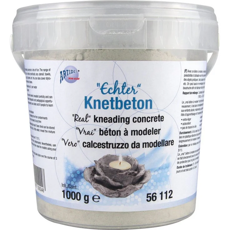 CREARTEC Modelliermasse Echter Knetbeton, lufttrocknend, für Kinder geeignet, frei von Schadstoffen