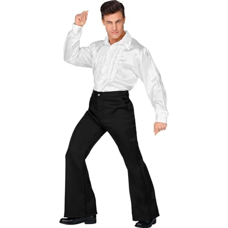 Widmann 70er Jahre Herrenhose, Schwarz, hochwertiges Retro-Kostüm für Herren in XXL – Bild 4