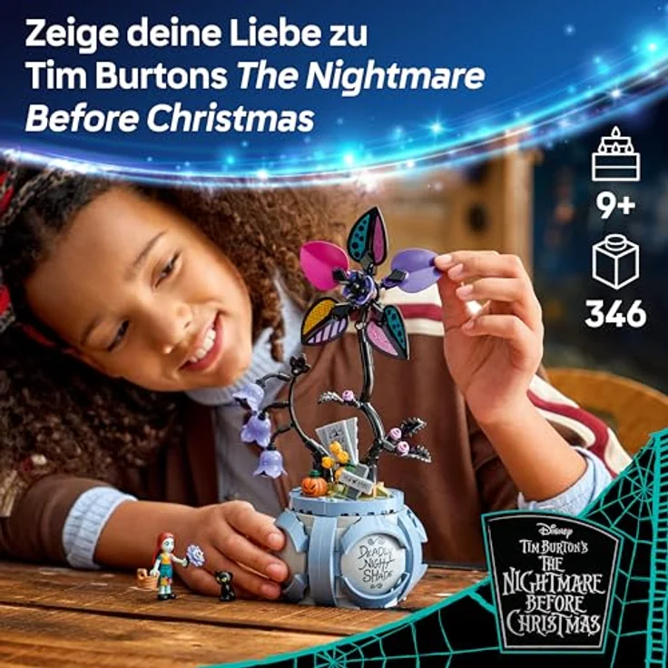 LEGO Disney Sallys Blumentopf (43288), 346-teiliges Bastelset für Kinder ab 9 Jahren, Höhe 27 cm, mit dekorativen Kunstblumen und internen Szenen aus "The Nightmare Before Christmas" – Bild 4