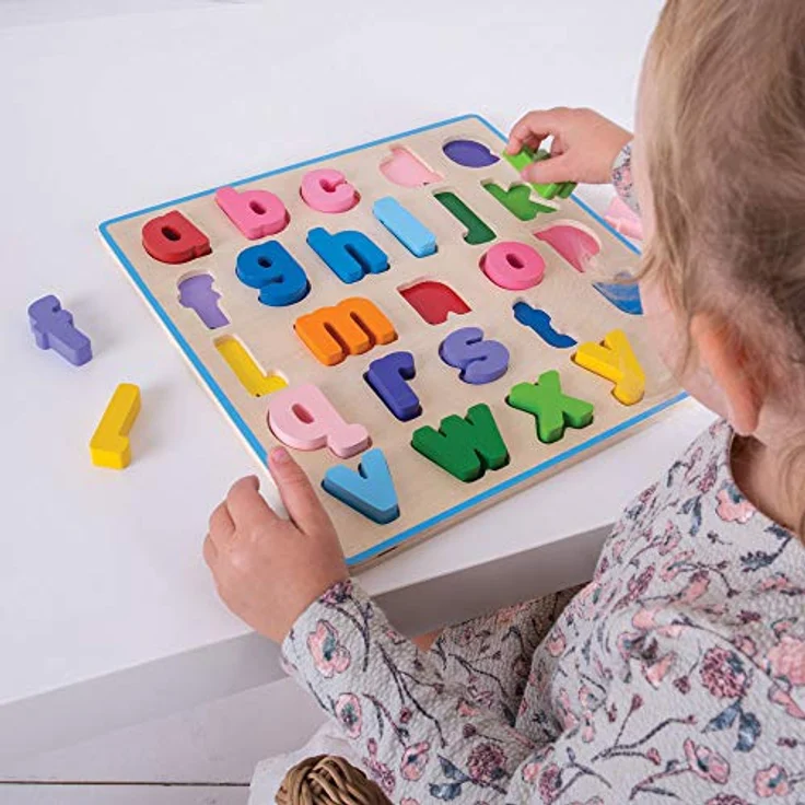 Bigjigs Toys Klobiges ABC-Puzzle (Kleinbuchstaben), pädagogisches Holzspielzeug für Kinder ab 18 Monaten, 26 Teile, 280mm breites Design – Bild 3