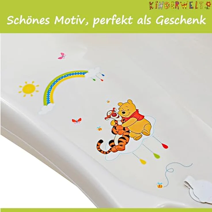 Baby Badewanne 84 cm mit Stöpsel Disney Winnie Pooh perl weiß Babywanne – Bild 3