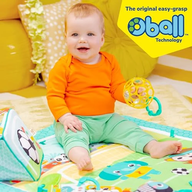 Bright Starts Grip & Kick Activity Gym, Spielbogen mit Licht- und Soundeffekt, abwaschbare Matte, 30 Melodien, für Neugeborene – Bild 7