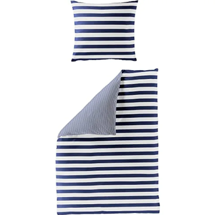 Bierbaum Bettwäsche 3121, Mako-Satin, Made in Germany (155 x 220 cm, Marine)