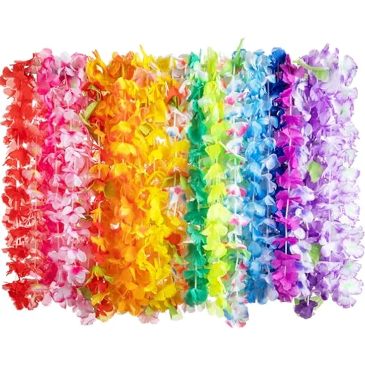 JOYIN 12 Stücke Hawaii Blumenketten, Tropische Luau Blumen Lei 36"/91,4 cm für Geburtstags- und Luau-Partys, Kunstseide in verschiedenen Farben