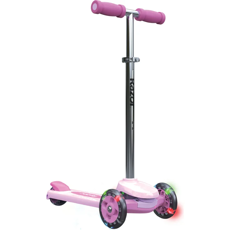 Razor Rollie Dreirad-Roller für Kinder ab 30 Monaten, LED-Licht, Rosa, 2-in-1 convertible mit 3 Rädern