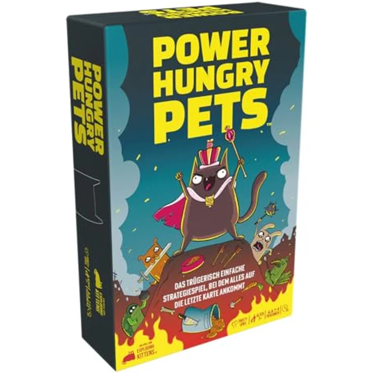 Exploding Kittens Power Hungry Pets, Partyspiel Kartenspiel, 2-6 Spieler, Ab 7+ Jahren, 15 Minuten, Deutsch, Mehrfarbig – Bild 1