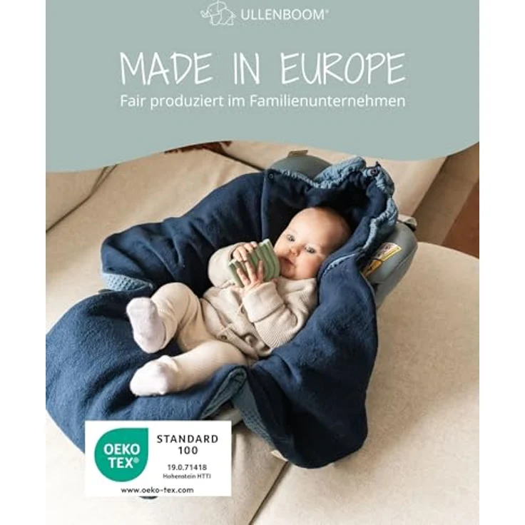 ULLENBOOM ® Einschlagdecke Babyschale, Für Winter geeignet, Blau (Made in EU) - Babydecke für Autositz (z. B. Maxi Cosi ®) oder Kinderwagen, ideale Decke für Babys – Bild 6