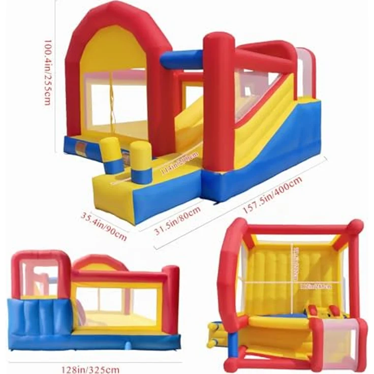 Ballsea Hüpfburg XXL, Großes Aufblasbares Schloss mit Trampolin, Rutsche & Kletterwand für Kinder von 3-8 Jahren, bis 200 kg belastbar – Bild 5