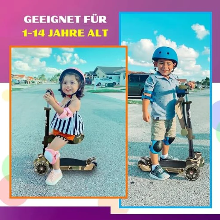 Hurtle ScootKid 3-Rad-Roller für Kinder, verstellbarer Tretroller mit rutschfester Plattform und blinkenden LED-Radlichtern, für Jungen/Mädchen von 2 bis 12 Jahren – Bild 3