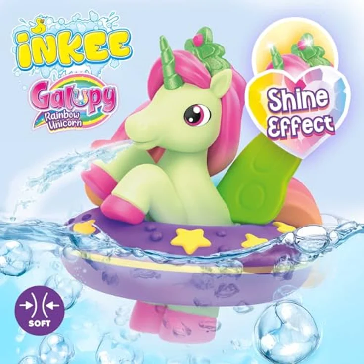 INKEE Toys Magic Bath Galupy Unicorn Fun, 3er-Set Badespielzeug mit Farbwechsel – Squishy Einhörner Figuren Kily, Freya & Nova, für Kinder ab 3 Jahren – Bild 3
