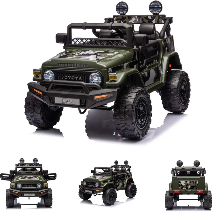 Chipolino Kinderelektroauto Toyota FJ Cruiser, 12V Elektrisches SUV mit EVA-Reifen, Musik und LED-Lichtern, grün