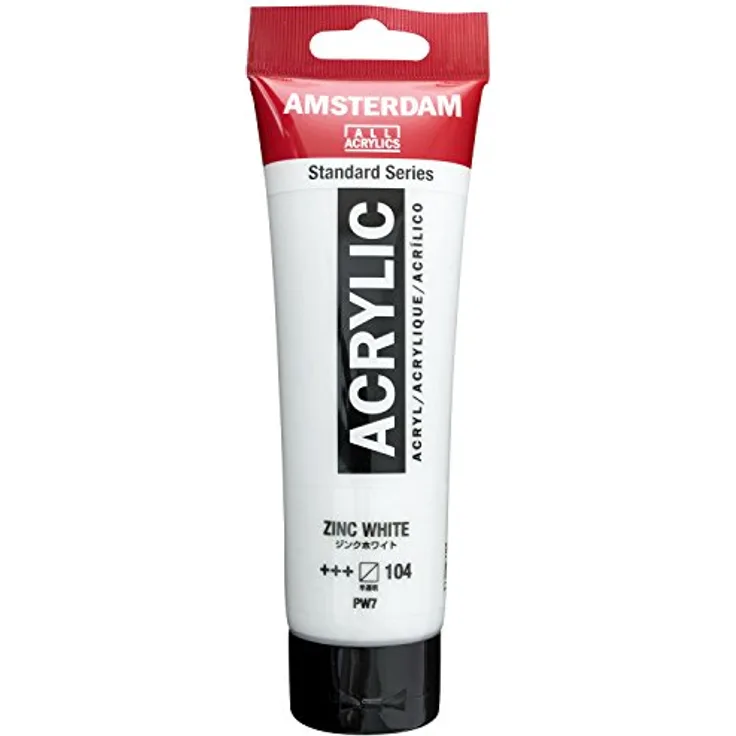 Amsterdam Standard Series Acrylfarbe Tube 120 ml Zinkweiß 104, hohe Lichtechtheit und sehr haltbarer Farbfilm
