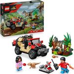 LEGO Jurassic World 76972, Raptor: Verfolgungsjagd mit Geländewagen, 285 Teile, ab 6 Jahre, mit Velociraptor und Minifiguren