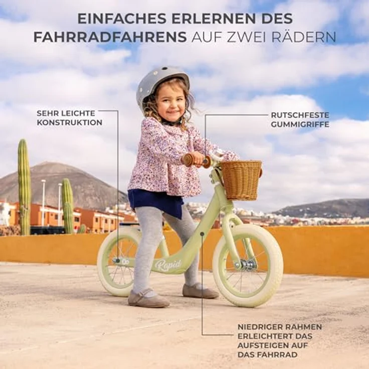 Kinderkraft RAPID2 Laufrad aus Metall, verstellbarer Sitz 33,4-41,3 cm, Retro-Stil für Kinder von 2 Jahren bis 35 kg, mit praktischem Korb, 30 cm Räder – Bild 4