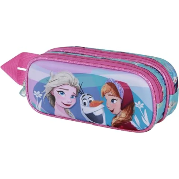 Disney Die Eiskönigin 2 (Frozen 2) Family-3D Doppelfedermäppchen, Blau, 2 Fächer mit Reißverschluss, geprägte Front, 22 x 10 cm