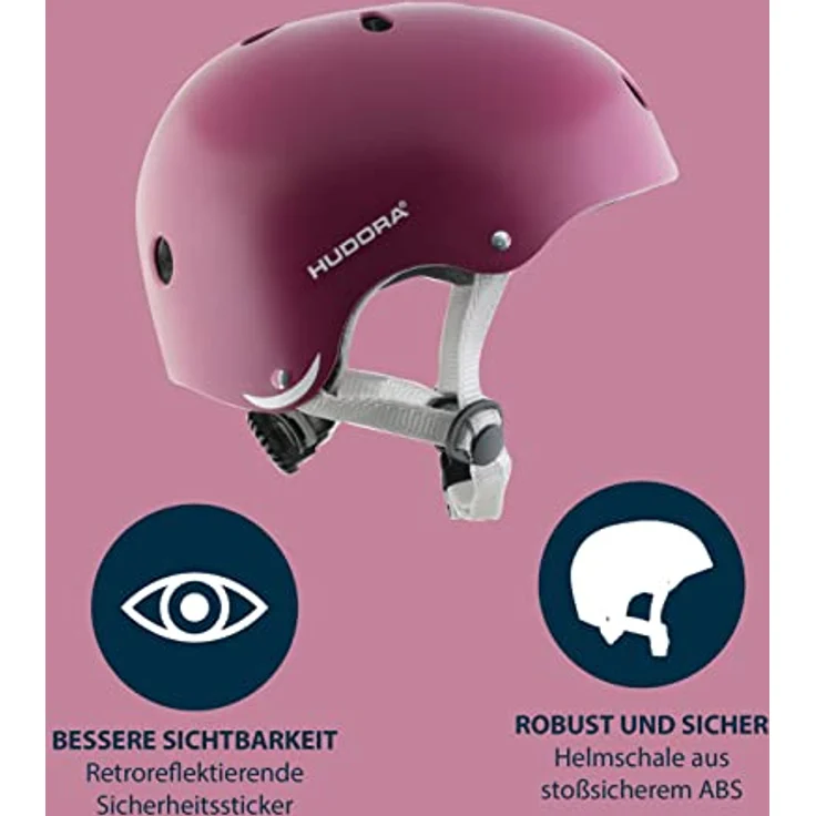 HUDORA Skaterhelm, Berry, Gr. 56-60, Kinderfahrradhelm mit stoßsicherer ABS-Schale und Air-Vent-Belüftungssystem – Bild 3