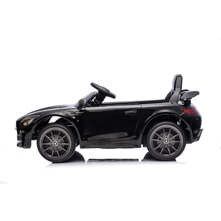 FINOOS Mercedes GTR AMG Kinder Elektroauto, 12V mit Fernbedienung, Schwarz, 2x 30W Motoren, echte Federung, Sanftanlaufsystem – Bild 3