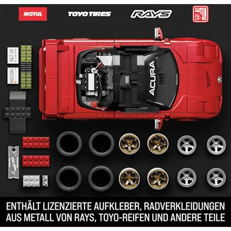 Mattel® Modellbausatz Brick Shop Hot Wheels, ELITE SERIES Acura NSX, Maßstab 1:16, 876-tlg, inkl. Die-Cast-Auto und individuelle Gestaltungsmöglichkeiten – Bild 5