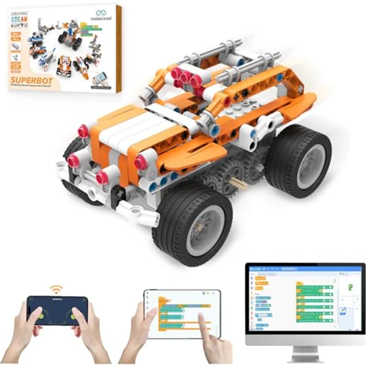 makerzoid STEM Coding Robot Kit - 26 in 1 programmierbares Scratch Jeep-Roboter-Set, RC Auto mit App Steuerung, 400+ Teile, für Kinder ab 6 Jahren – Bild 1