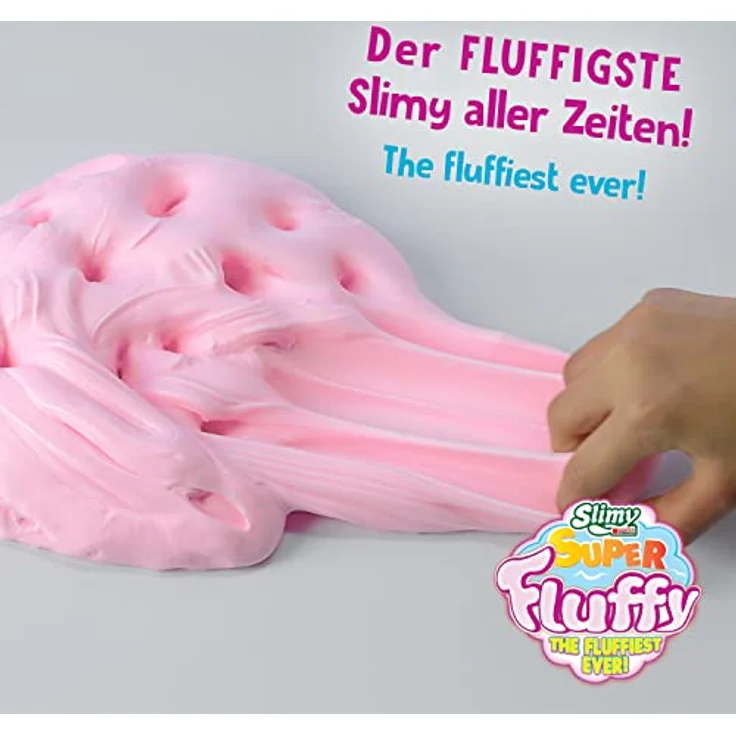 SLIMY Super Fluffy Spielmasse 100g Pink, extrem dehnbare Schleim Knete mit Bubblegum Duft, dermatologisch getestet, glutenfrei – Bild 4