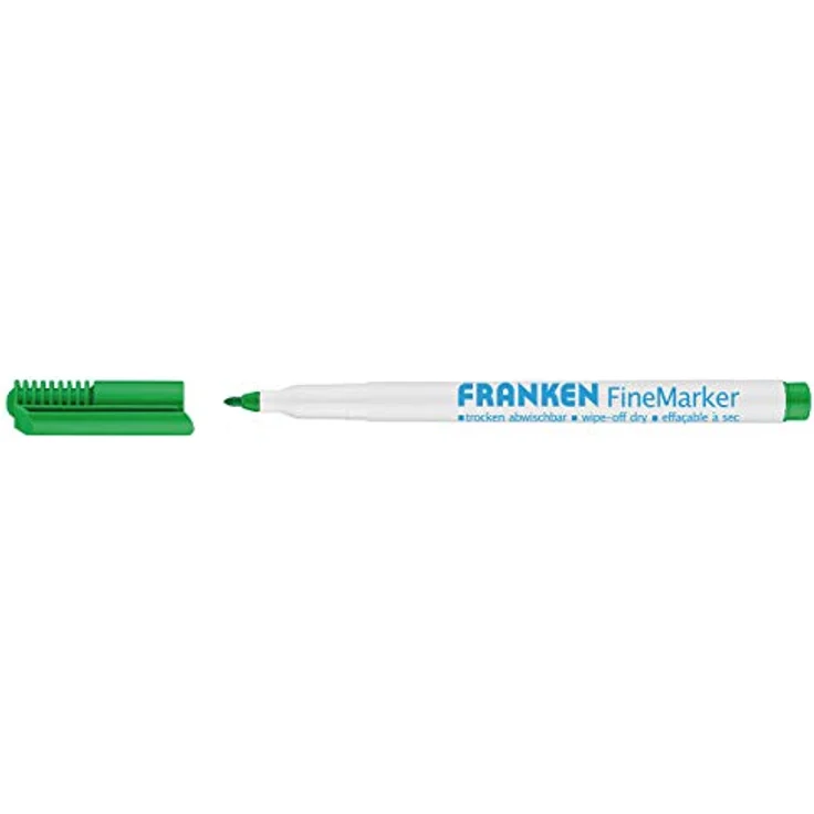 FRANKEN FineMarker Whiteboard Marker, geruchsneutraler Tafelschreiber mit 1-2mm Rundspitze, grün, 1 Stück – Bild 2