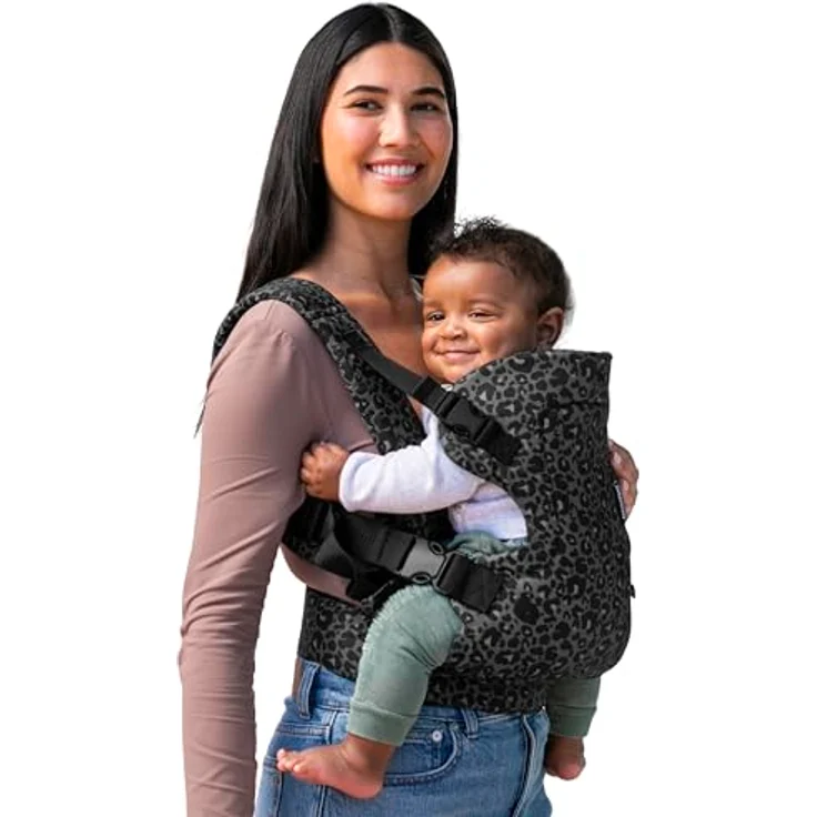 Infantino BKids Babytrage Flip Advanced - Leopard Black Print, 4-in-1 Bauchtrage Rückentrage für Babys von 3,6 - 14,5 kg, ergonomisch und pflegeleicht – Bild 1