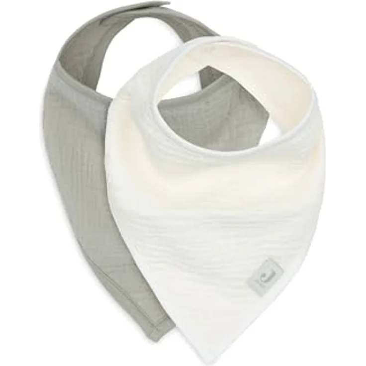 Jollein Sabberlätzchen Baby Bandana mit Klettverschluss, 2er Pack - Hydrophil, 100% Baumwolle, Olive Green/Oatmeal – Bild 1